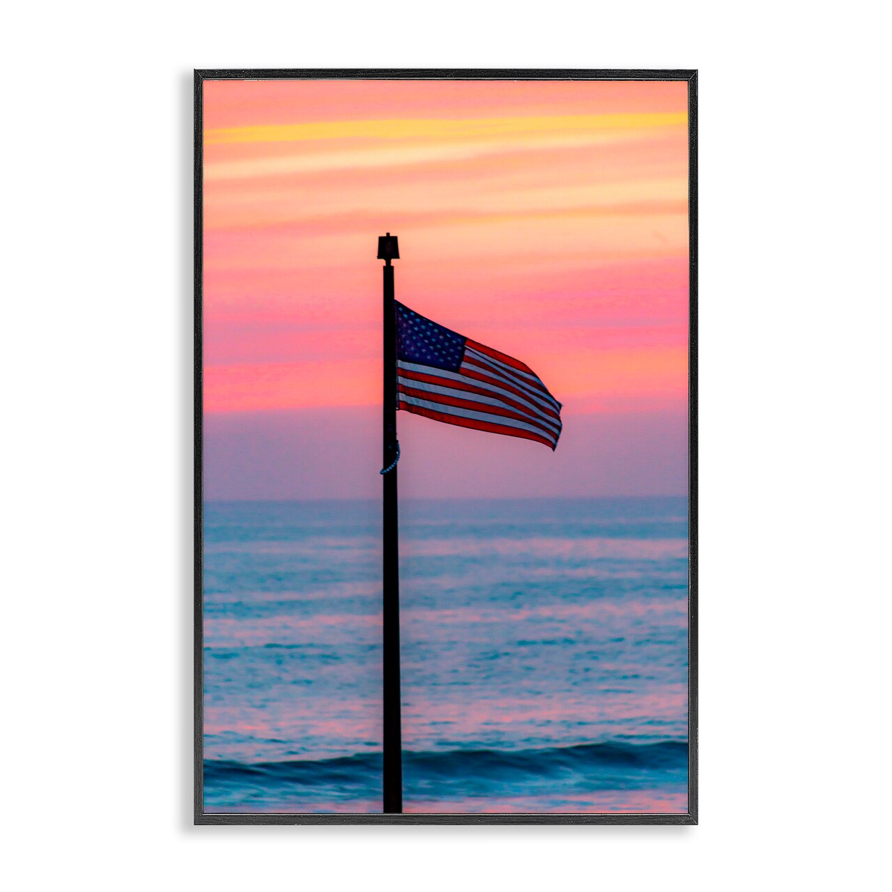Stupell Industries USA Flag Against Sunset Framed Giclee, design by Jeff Poe Photography